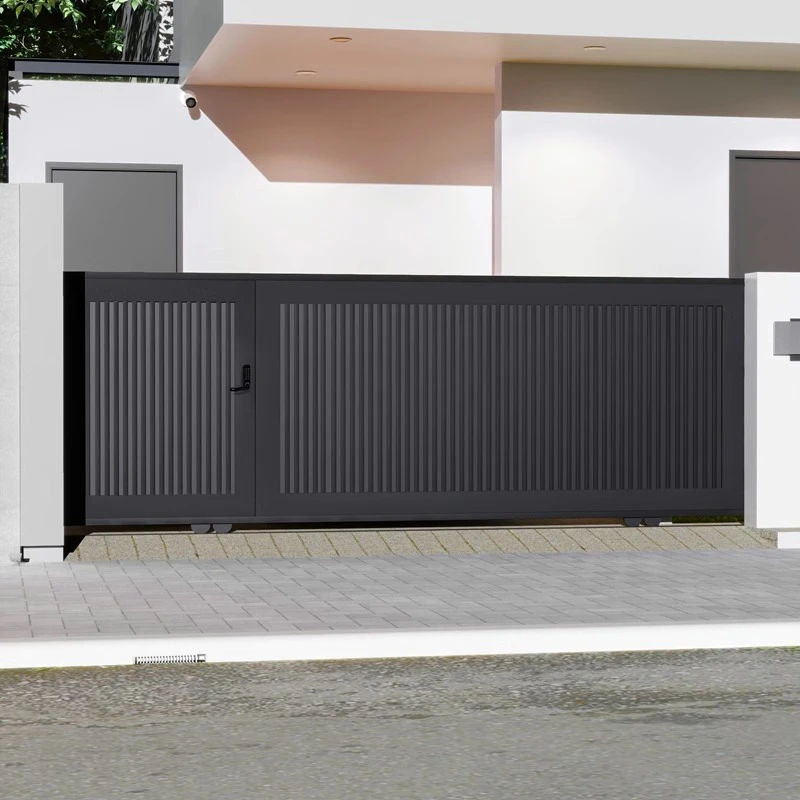 铝艺电动平移门别墅庭院门铝合金小区车库门农村户外铁艺花园门