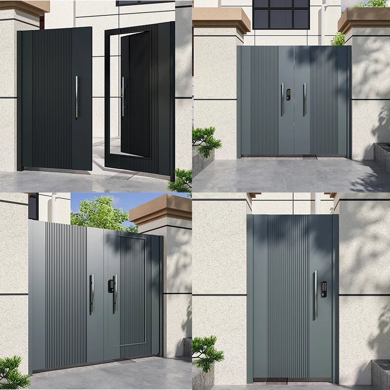 铁艺别墅大门户外农村院子门铝合金子母电动门中门自建房院子门