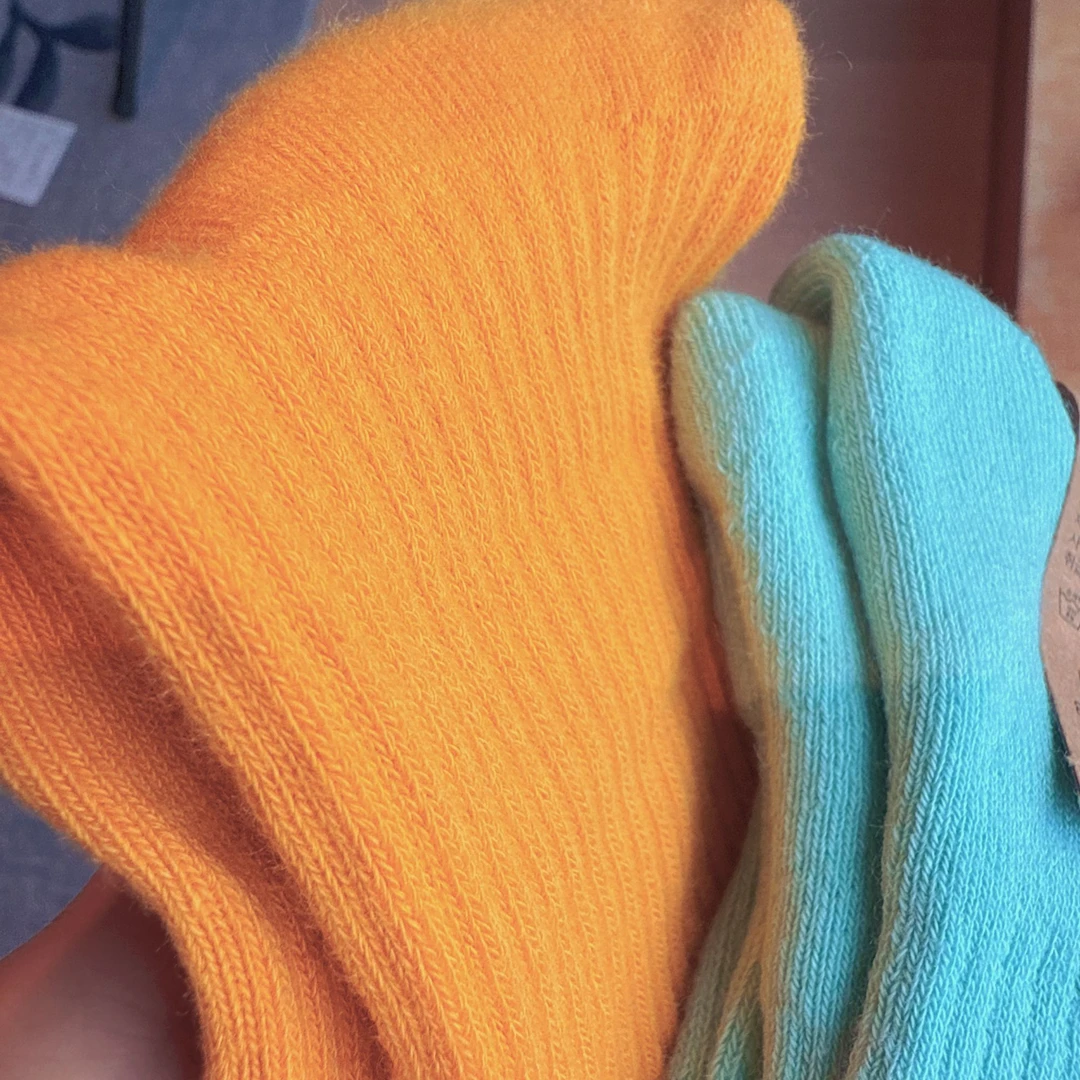 韩版彩色毛巾底百搭潮袜女士袜