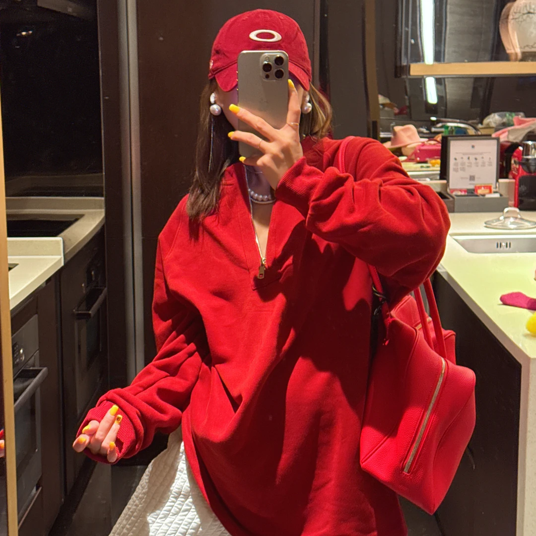 冬季韩版新款半长款加厚磨毛拉链款遮肉显瘦长袖外套拉链卫衣