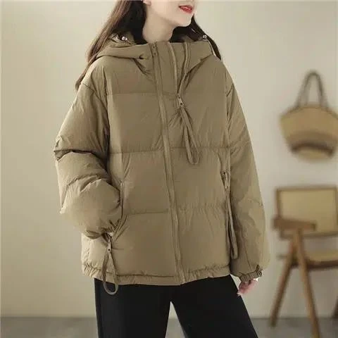 新款羽绒服女2023新款冬季羽绒服衣韩版短款宽松连帽加厚羽