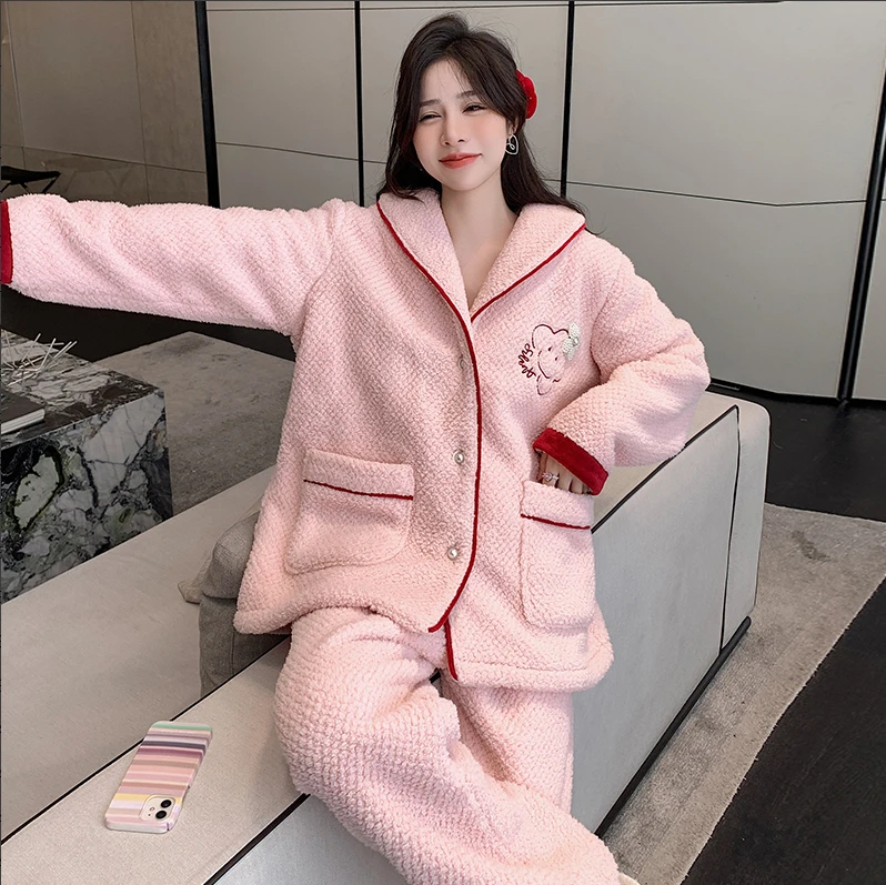 秋冬季新款2025年睡衣长袖袍套舒适时尚加绒加厚锁温可外穿家居服