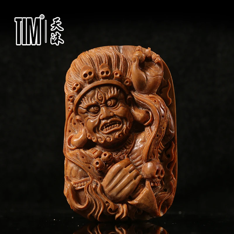 TIM猛犸象牙猪肝红大黑天牌子牧人大师手工雕刻吊坠冰料佛珠挂件