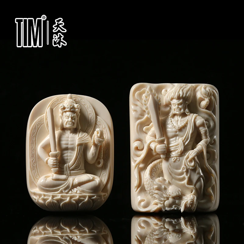 TIM猛犸象牙不动明王吊坠蒋小领大师手工雕刻冰料牌子饰品挂件