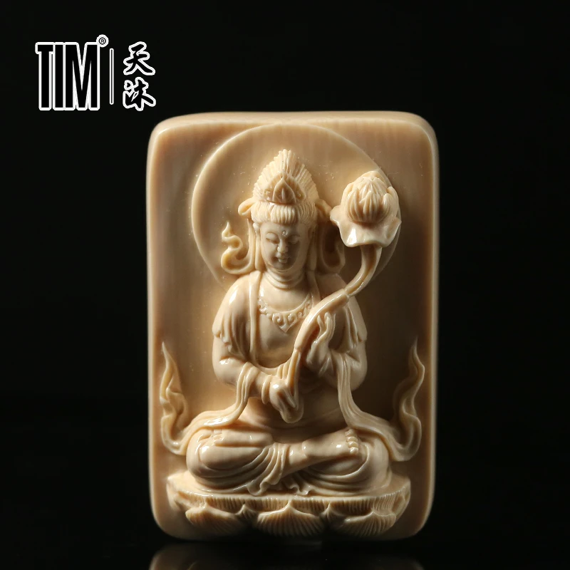 TIM猛犸象牙大势至菩萨徐晓洋手工精雕冰料牌子文玩挂件佛珠吊坠