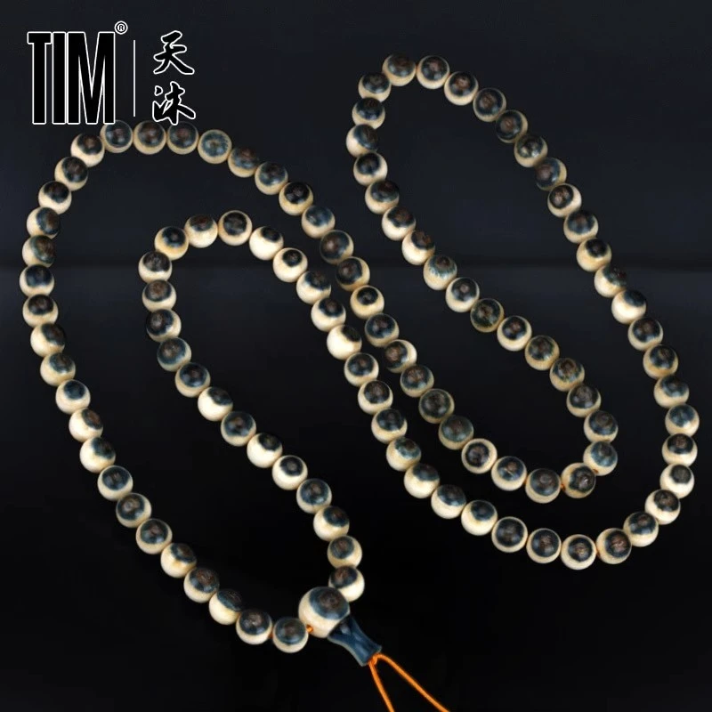 TIMTIM猛犸象牙满纹冰料108颗蓝眼圆珠8mm男女多宝佛珠念珠手串