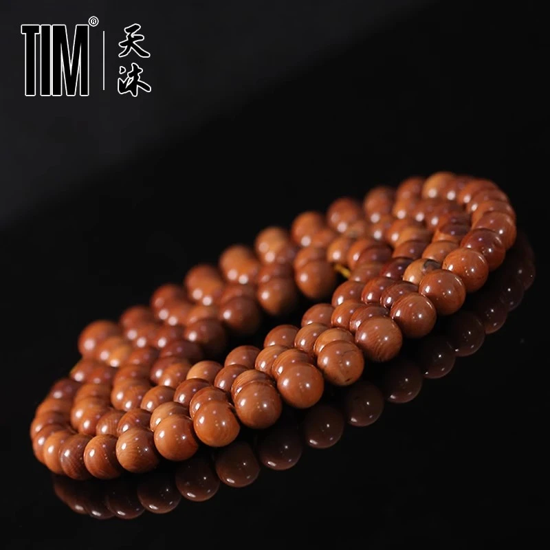 TIM猛犸象牙咖料猪肝红圆珠108佛珠男女念珠手串文玩