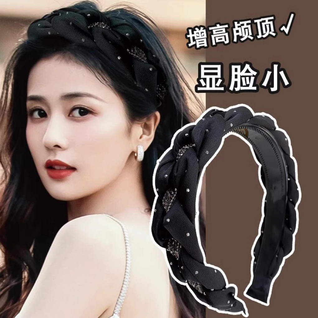 恬奇家4517“白鹿同款”高级感高颅顶发箍新款头箍水钻气质洗脸发