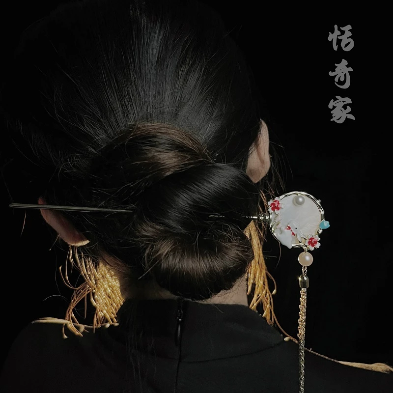 恬奇家”中秋兔子团扇“”兔年上新发簪国风中式简约发饰