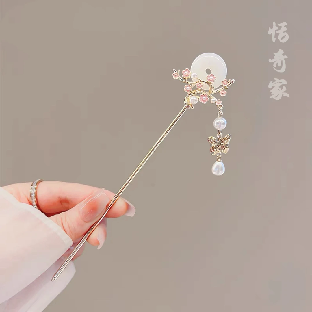 恬奇家“气质樱花“高定合金高保色发簪超仙少女百搭日常原创设计