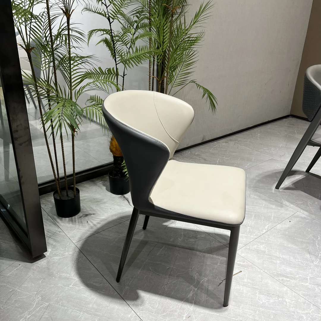 意式极简餐椅现代简约靠背椅北欧轻奢设计师酒店家用餐厅皮艺椅子