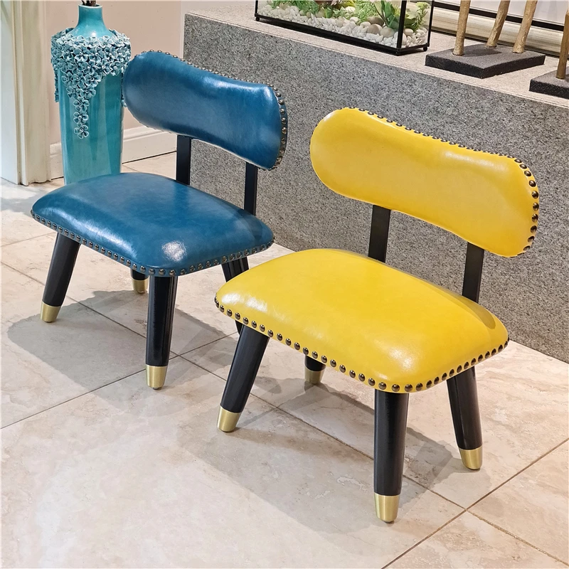 浪朵轻奢创意美式真皮小板凳家用小凳子长条凳儿童换鞋凳矮凳脚凳