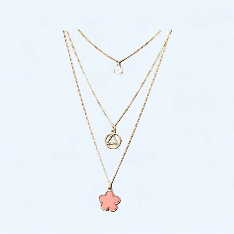 合金亚克力项链 百搭多层2024新款高级感小花吊坠小众小饰品颈链