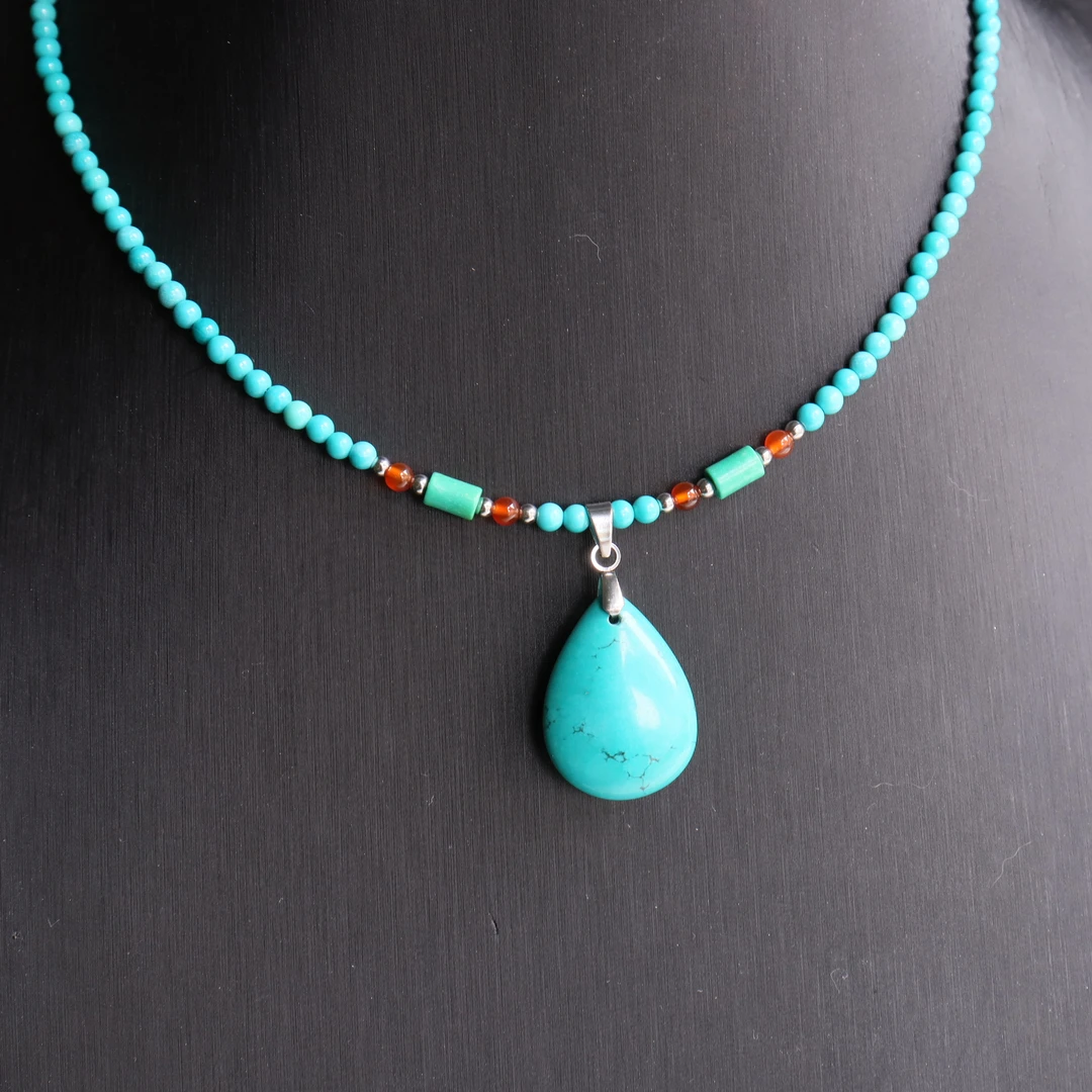 铜合金项链 中古vintage原创小众气质百搭绿色复古项链男女同款