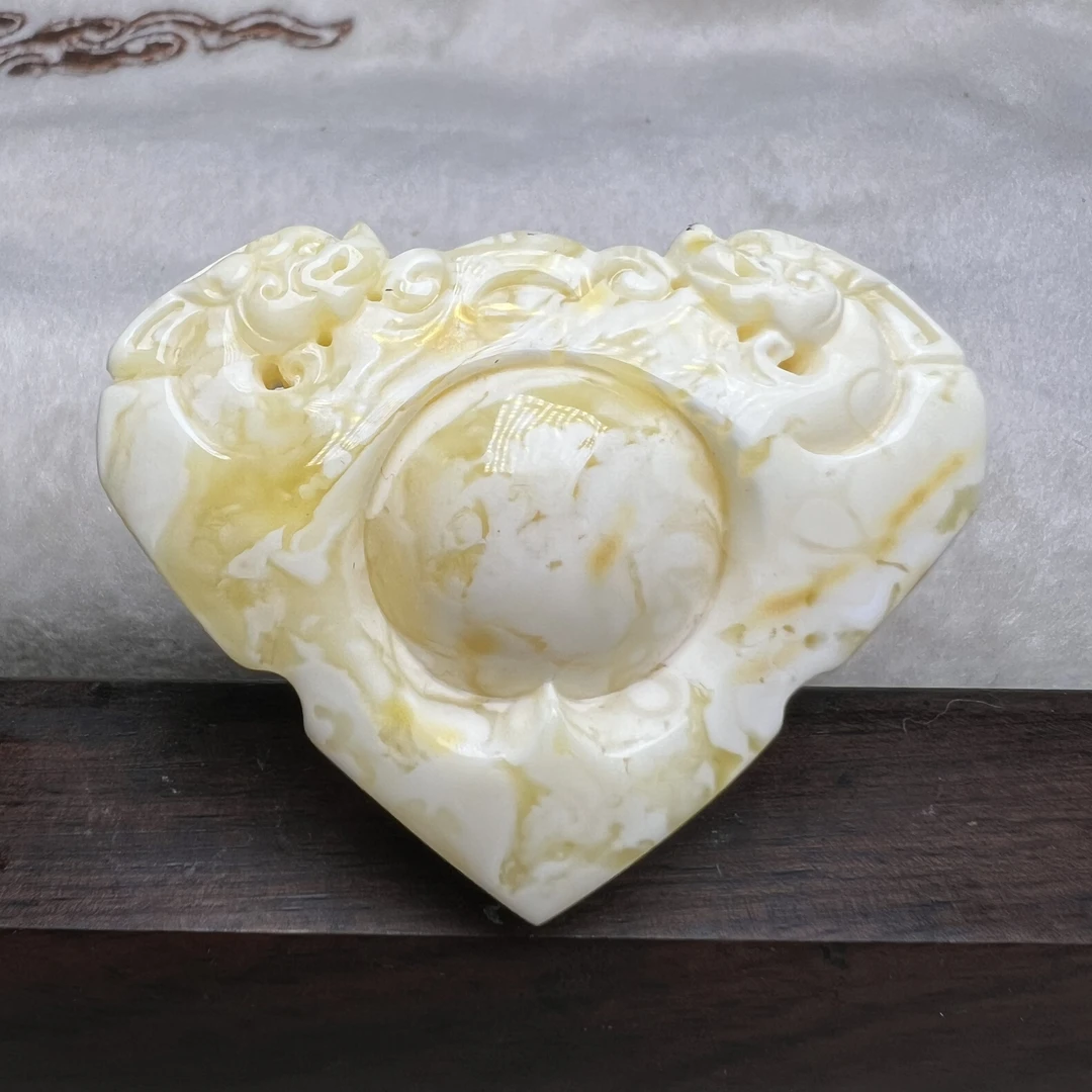 双龙献瑞白蜜蜡吊坠仿古黄色精美正宗天然琥珀吊坠复古仿古