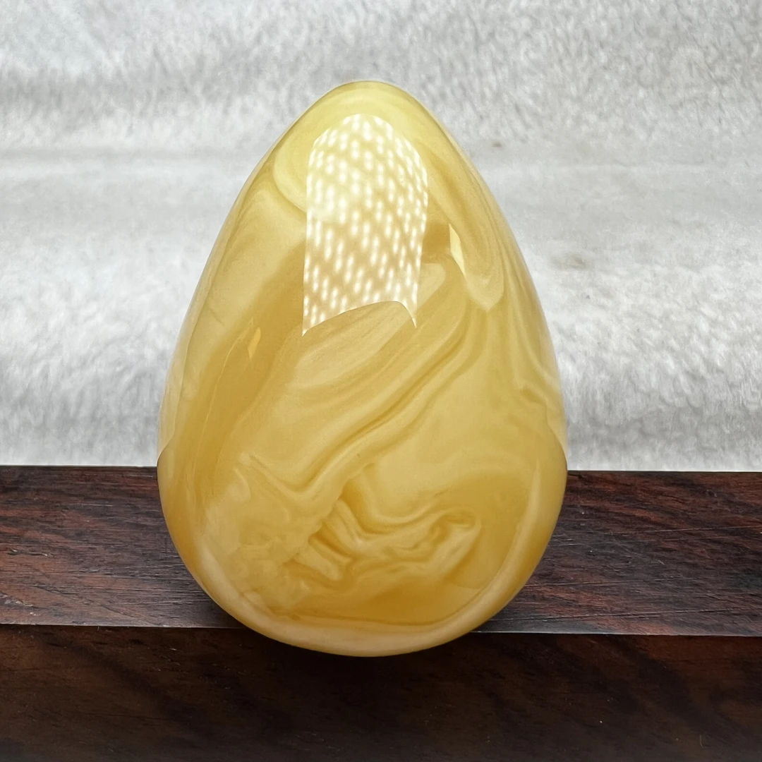 素面水滴天然琥珀蜜蜡吊坠挂件鸡油黄百搭手工女款黄色时尚