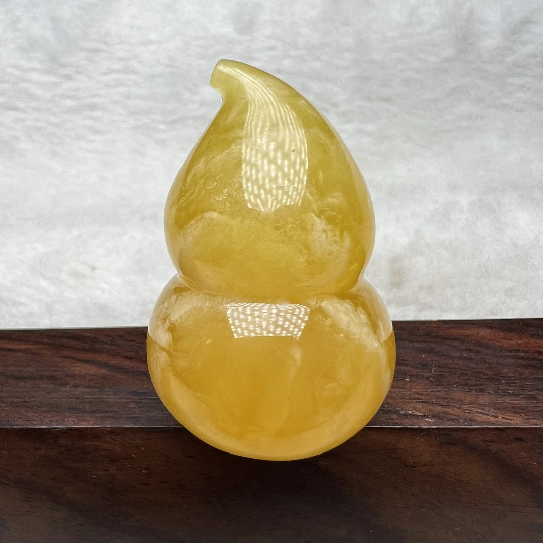 宝葫芦天然琥珀蜜蜡吊坠挂件鸡油黄精美雕刻可爱百搭