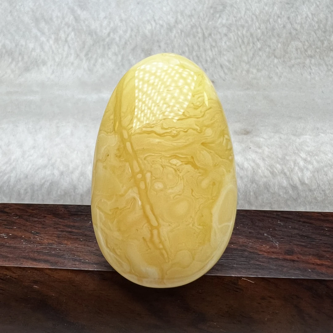 素面水滴天然琥珀蜜蜡吊坠挂件鸡油黄男士挂坠手工民族风复古