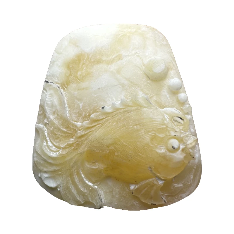 【好玉易】A325 定制 年年有余纯天然琥珀白蜜蜡