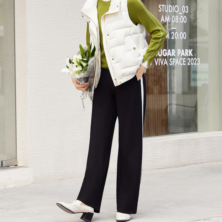 娜尔思 遮肉显瘦简约通勤弹力休闲裤女宽松直筒裤NV03773W0