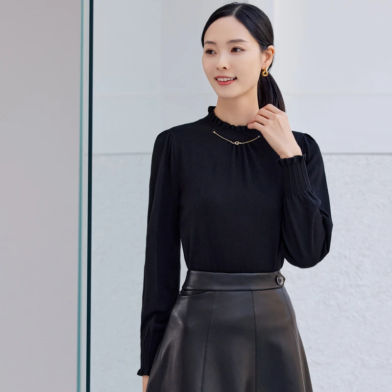 娜尔思气质时尚绵羊毛针织衫上衣2024春季新款美拉德NZ02954W0