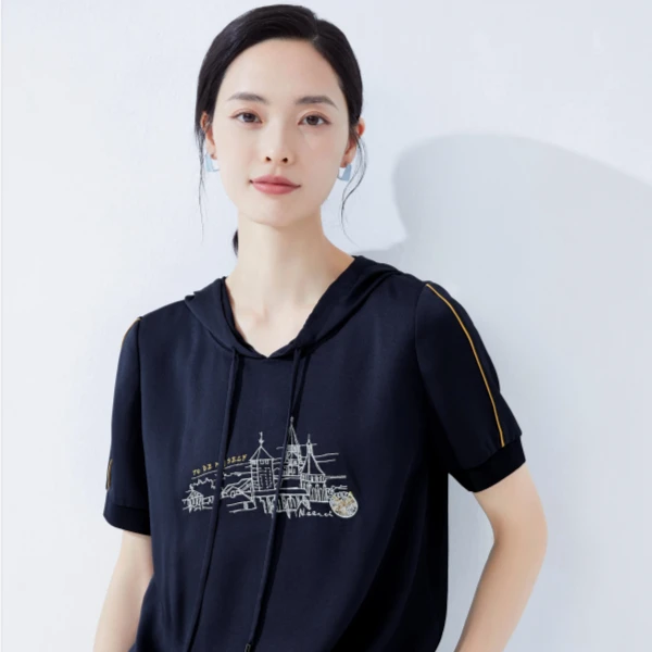 NAERSI/娜尔思气质时尚连帽休闲针织套装女2023夏季ND03253Q7