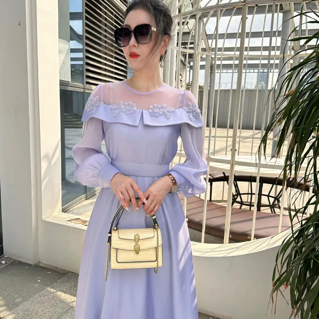 连衣裙显瘦气质长袖法式中长款轻奢小众仙气夏季泡泡袖仙气优雅