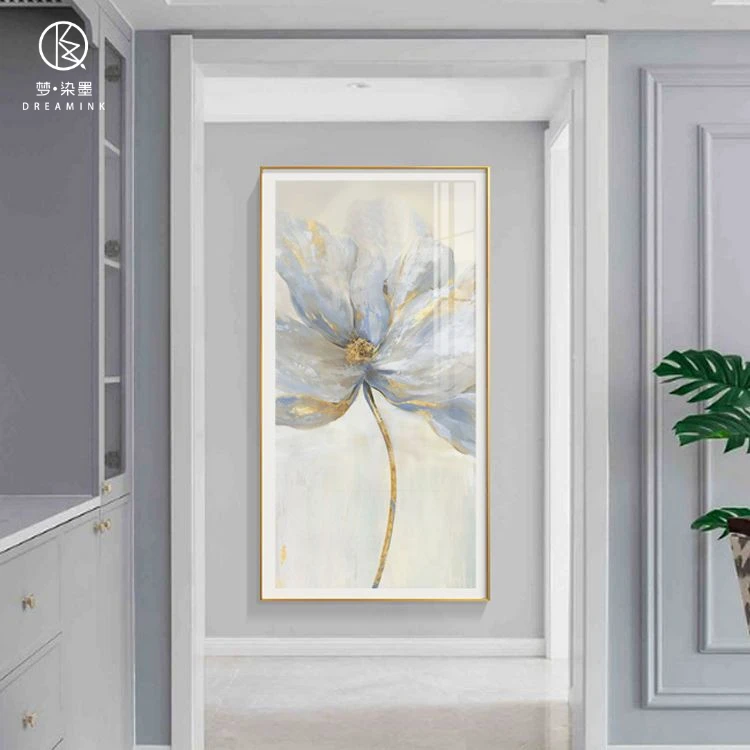 梦染墨美式现代花卉玄关装饰画轻奢高档客厅进门墙挂画过道简挂画