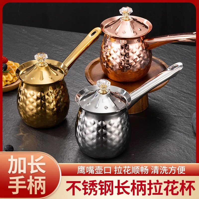 【新疆西藏包邮】高档304不锈钢纯手工大容量长柄鹰嘴煮奶煮茶