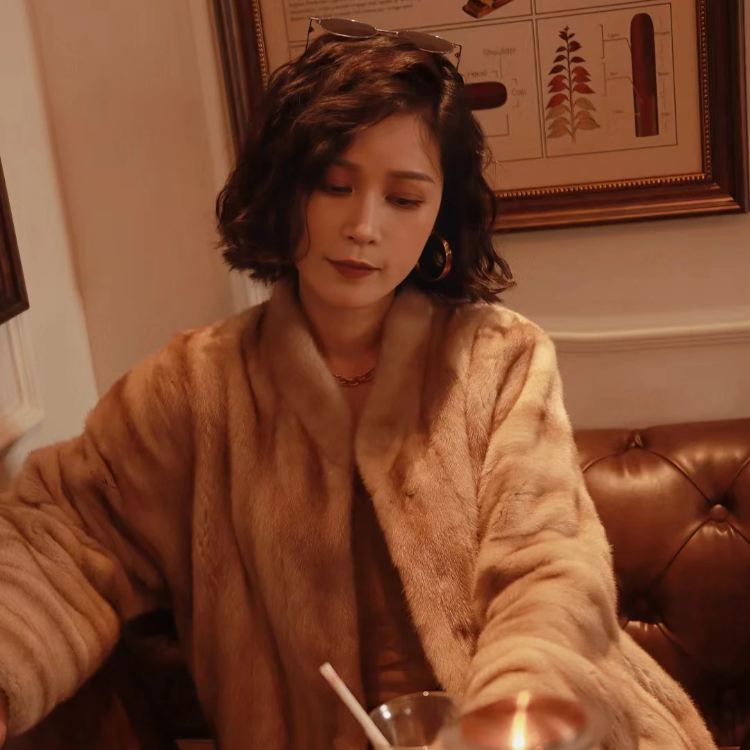 『半纸风霜』丹麦进口紫金短二小母皮全抽｜小立领时尚冬季款 衣长67