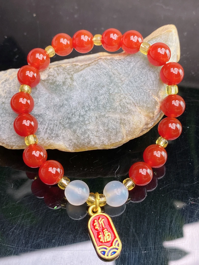 天然玛瑙玉髓圆珠手串