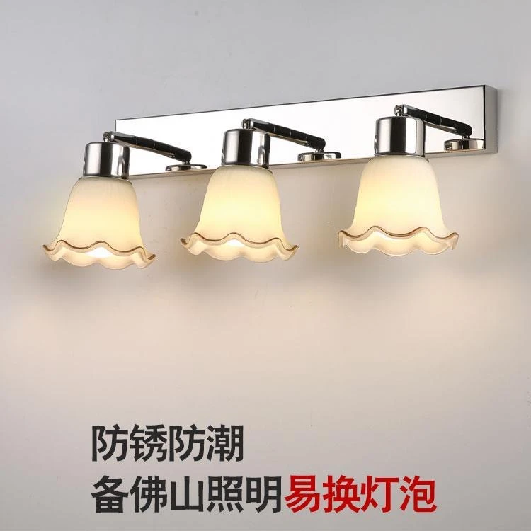 镜前灯卫生间厕所浴室化梳妆台防锈防潮免打孔LED玻璃灯具
