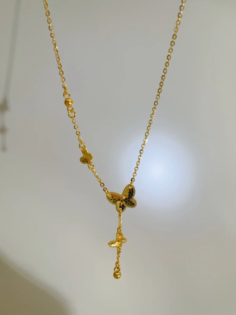 5g足金三只蝴蝶鱼鳞套链