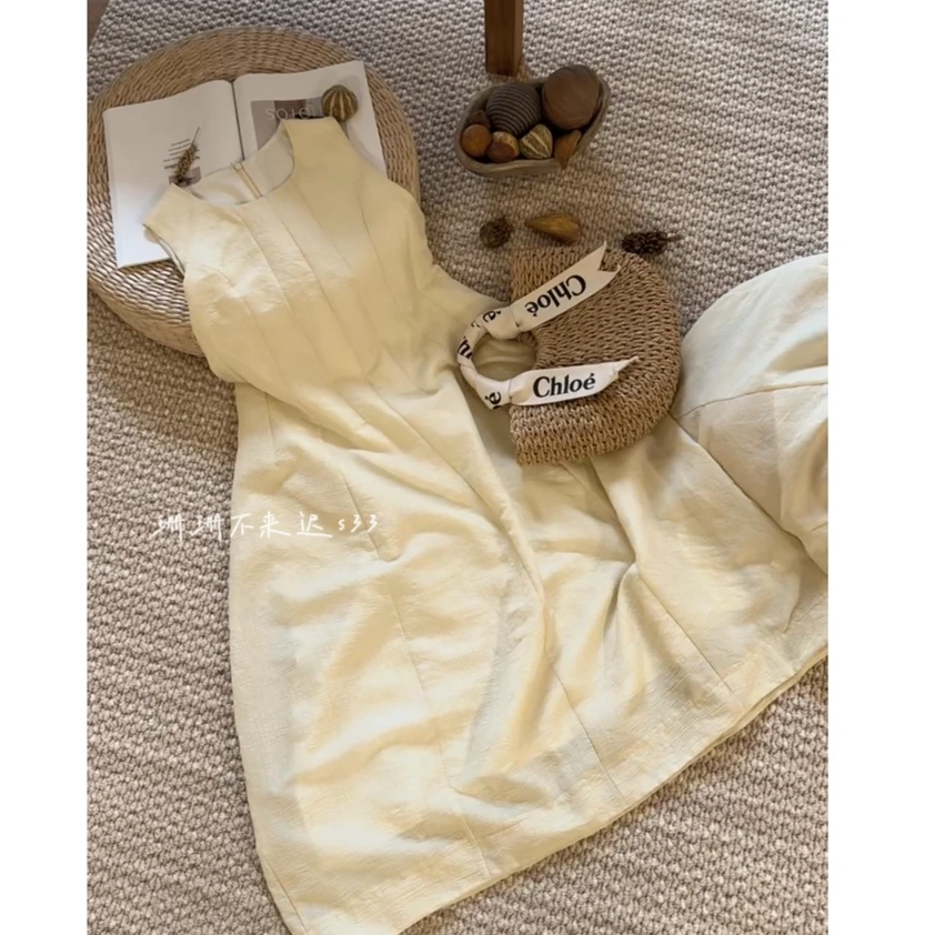 2025夏季新款女装法式时尚小个子显瘦气质宽松连衣裙无袖裙子99款