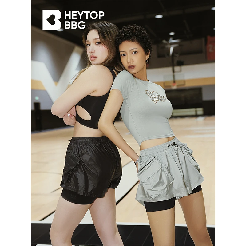 heytopbbg运动短裤女休闲三分裤户外跑步健身夏季防尴尬带底裤049