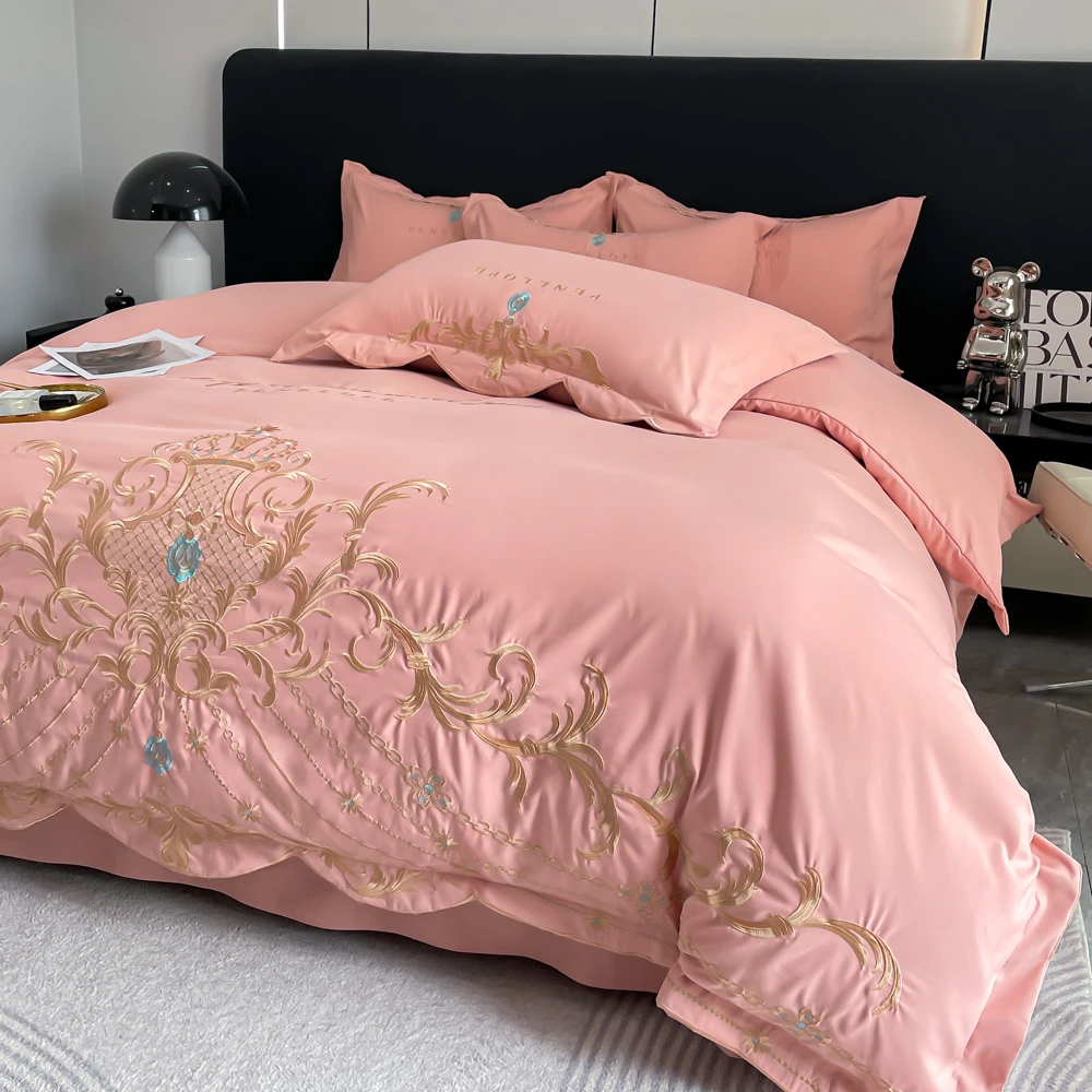 欧漾  欧式高端结婚四件套婚庆陪嫁刺绣婚房床单被套床笠床上用品