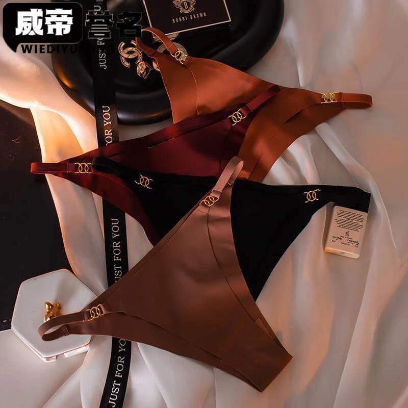 欧美风无痕内裤女侧面细带冰丝一片式运动速干低腰丝滑内裤女舒适