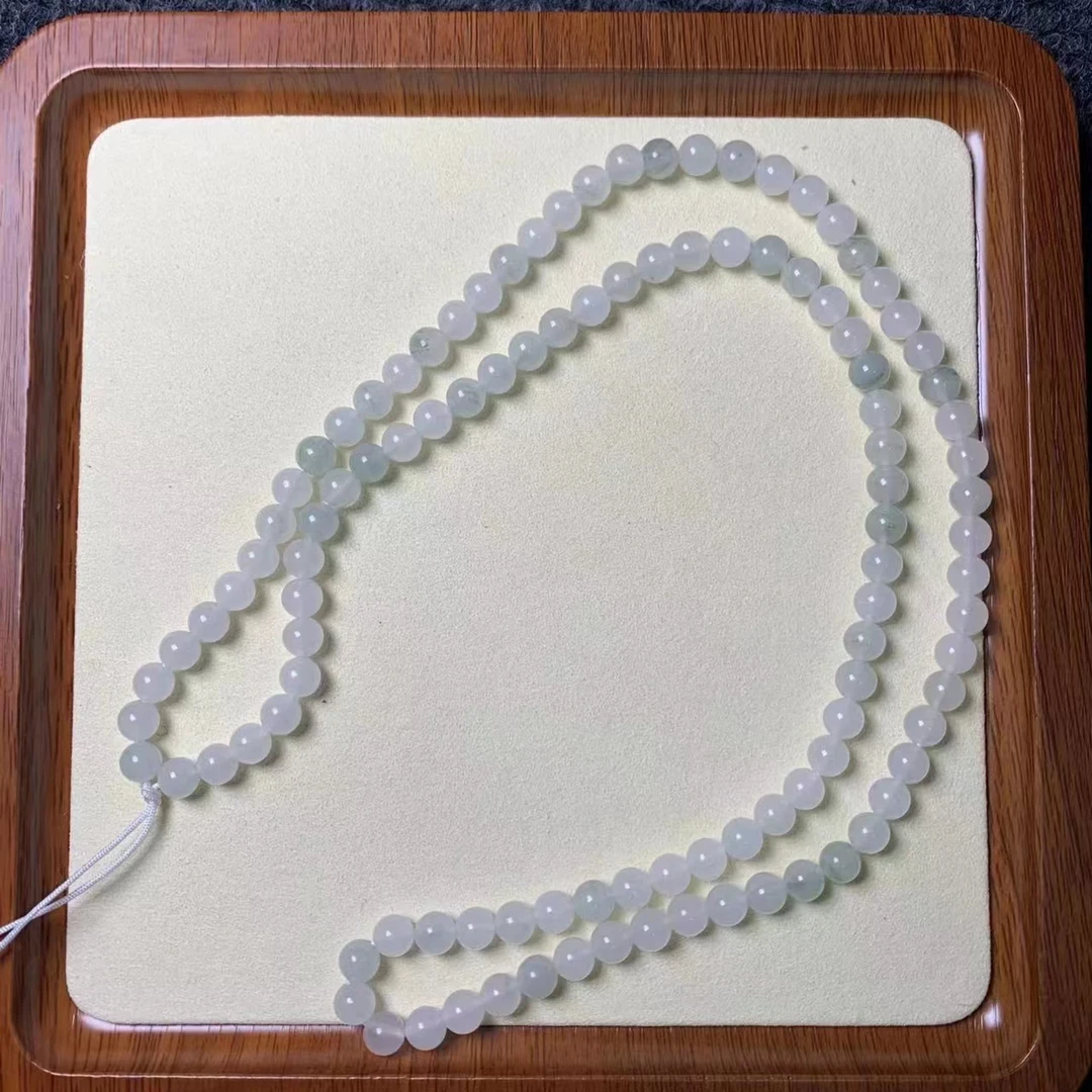 新疆天然玉石天山冰翠100颗6毫米直径项链手链长链百搭平安扣吊坠