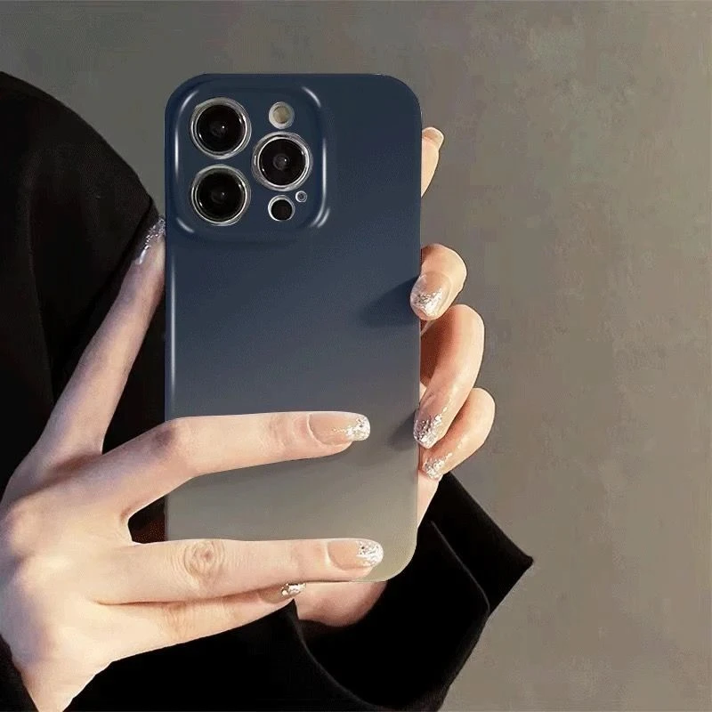 苹果15ProMax手机壳14plus粉黑渐变13mini菲林12硬壳11高级感x/8