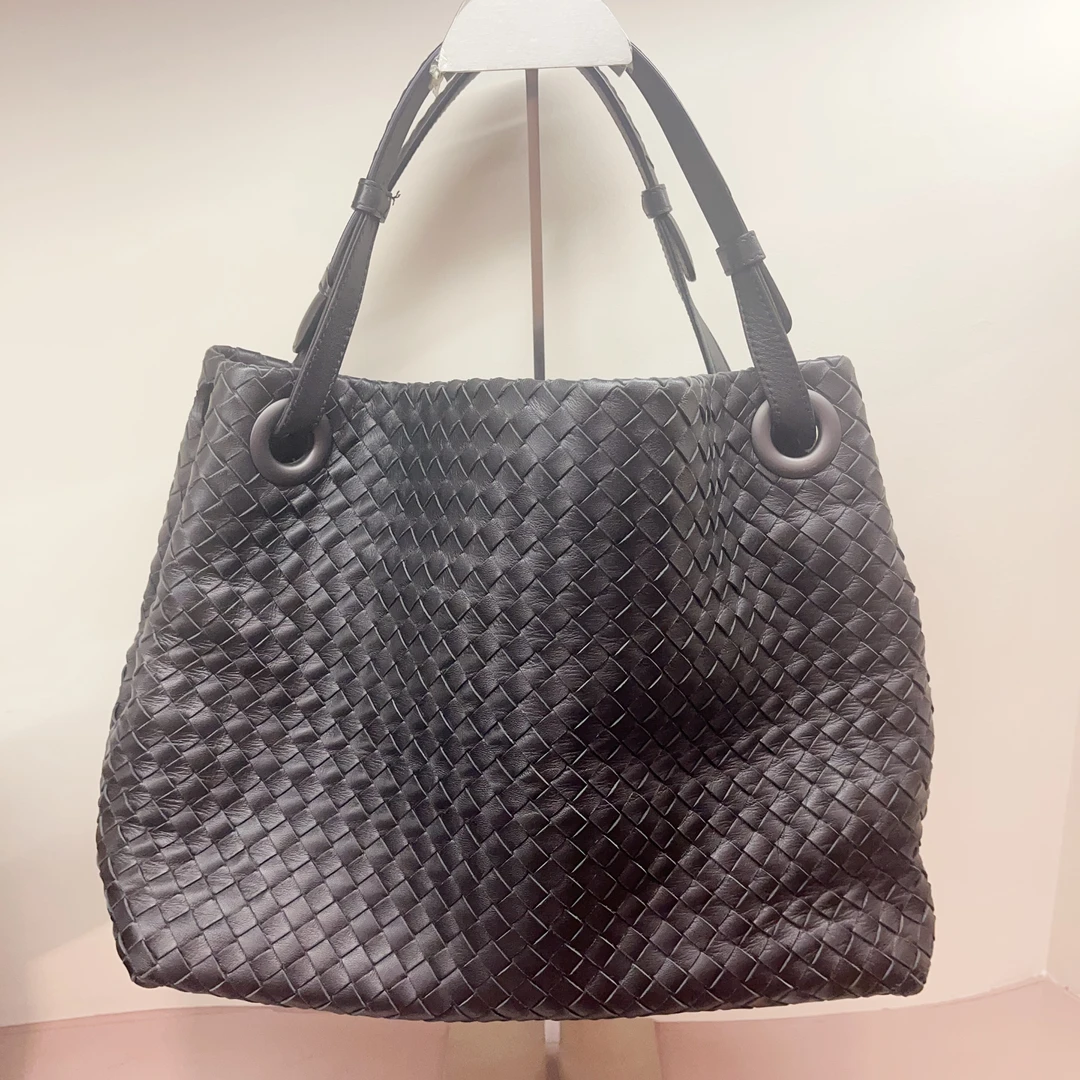 95新 BOTTEGA VENETA/葆蝶家 全皮黑色编织保碟家