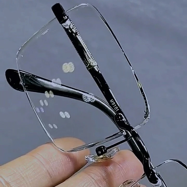 高档东海白水晶石头镜无框男士商务款平光时尚护目男士水晶眼镜