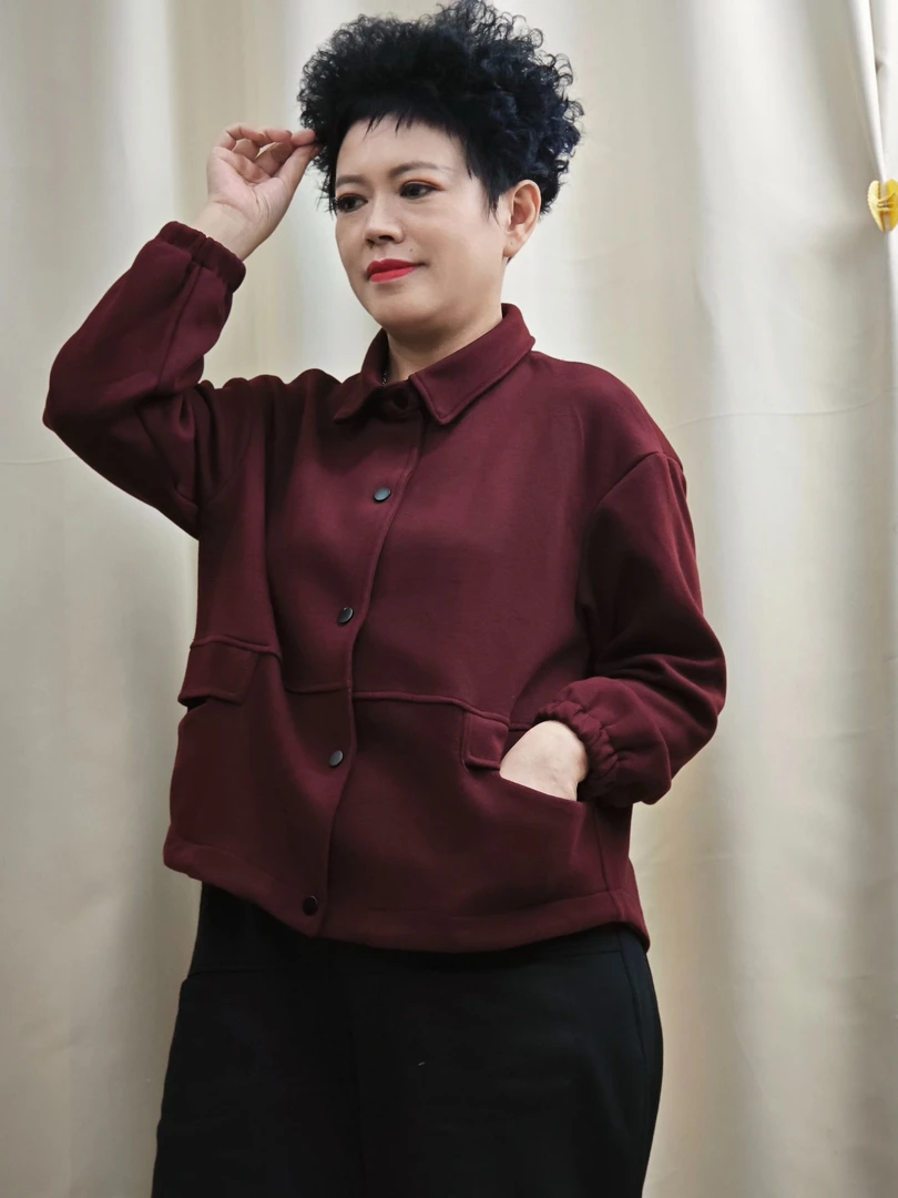 40085#翻领款宽松休闲时尚显瘦简单大气穿着舒适开衫中老年的福音