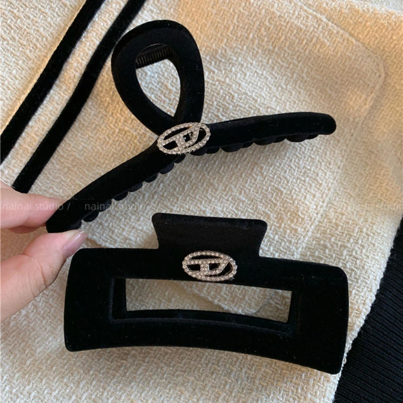 植绒抓夹法式小众设计后脑勺发头饰鲨鱼夹高级感发夹