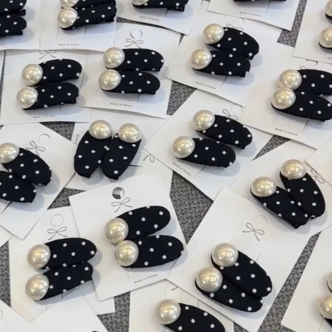 波点珍珠小号发夹刘海夹出游搭配韩国小众氛围感刘海夹韩版小香风