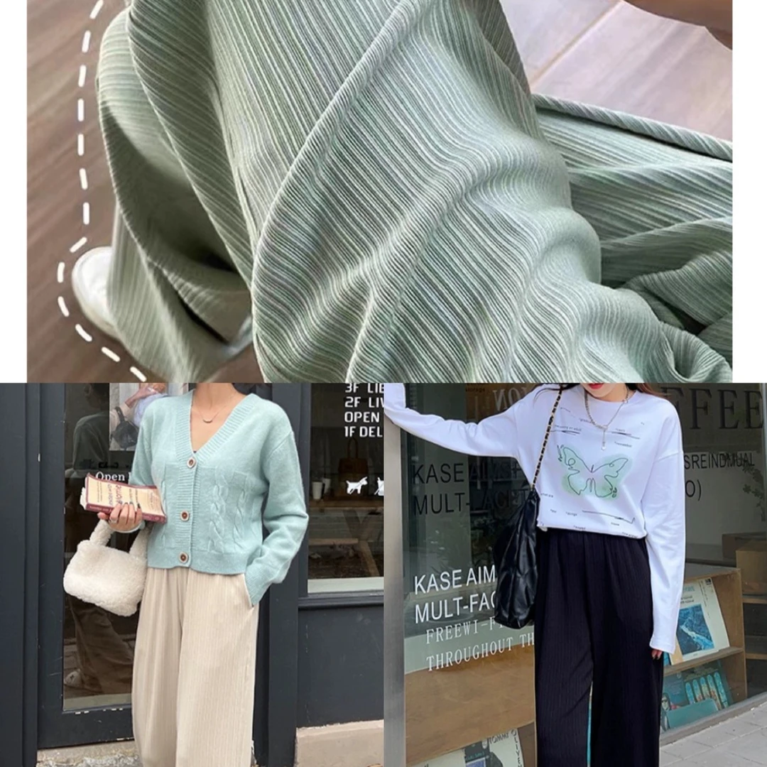 大阿娇 大码200斤 春秋款高腰拖地裤女垂感新款韩版宽松休闲阔腿