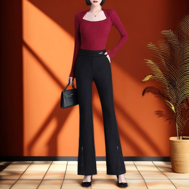 【慧姐】1926新款高腰女裤弹力百搭垂感微喇裤子