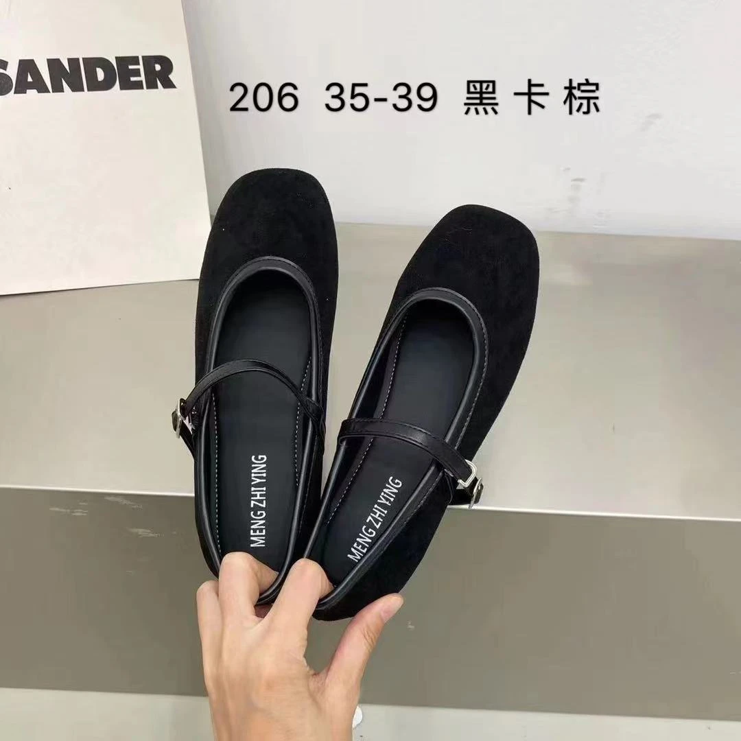 206时尚休闲百搭软底复古方头浅口圆头粗跟低跟单鞋