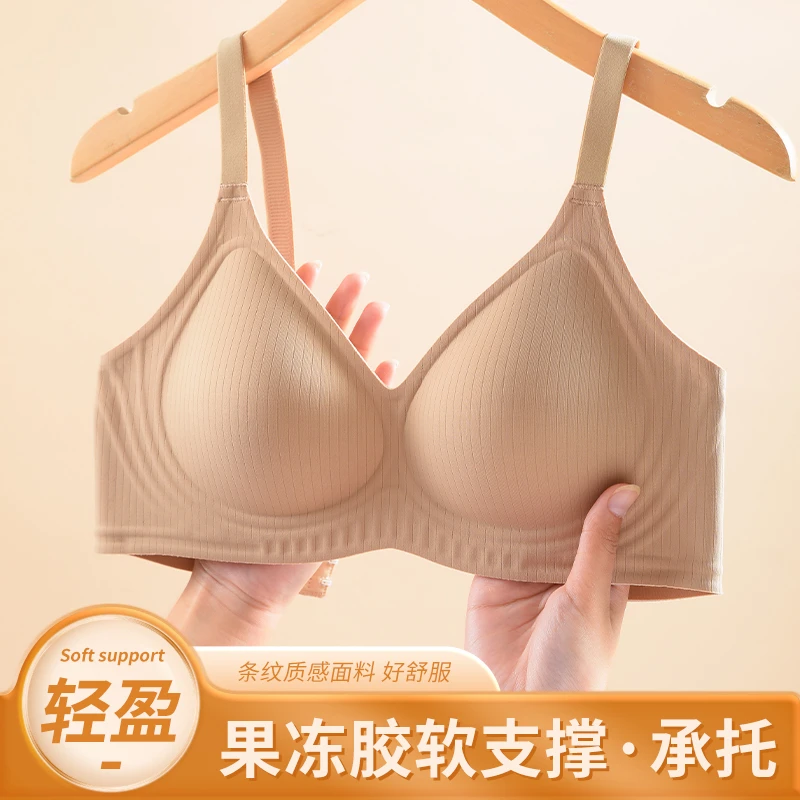 猫人新款花纹软支撑内衣女无钢圈小胸聚拢收副乳防下垂无痕文胸罩