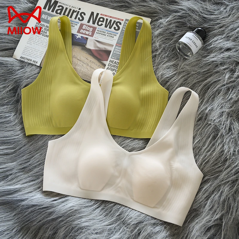 猫人内衣女无痕宽肩带收副乳果冻条舒适透气兔耳朵超薄大码文胸罩