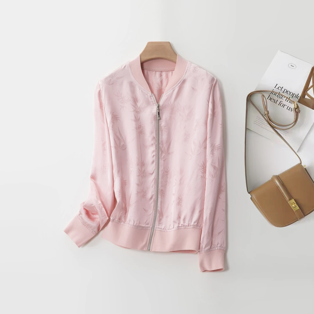 【防晒外套】数兰朵女士棒球外套高级人丝提花时尚百搭立领拉链上衣